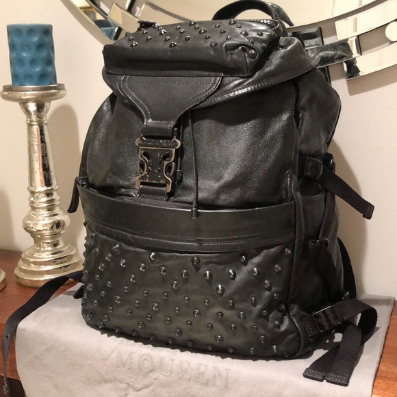 Authentic Alexander MQueen Black Leather Backpack